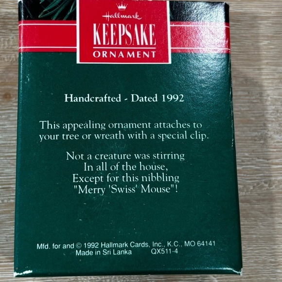 Vintage 1992 Hallmark Keepsake Merry Swiss Mouse Christmas Ornament - Picture 7 of 7